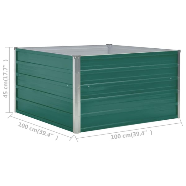 vidaXL Forhøyet plantekasse 100x100x45 cm galvanisert stål grønn