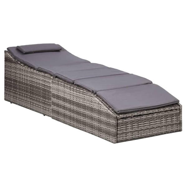 vidaXL liggestol med hynde polyrattan grå