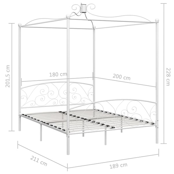 vidaXL Himmelsengeramme hvit metall 180x200 cm change1