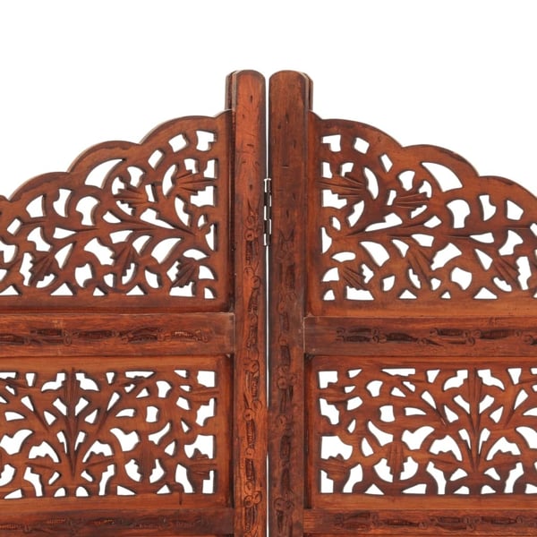 vidaXL 4-panels rumdeler håndskåret 160 x 165 cm massivt mangotræ brun