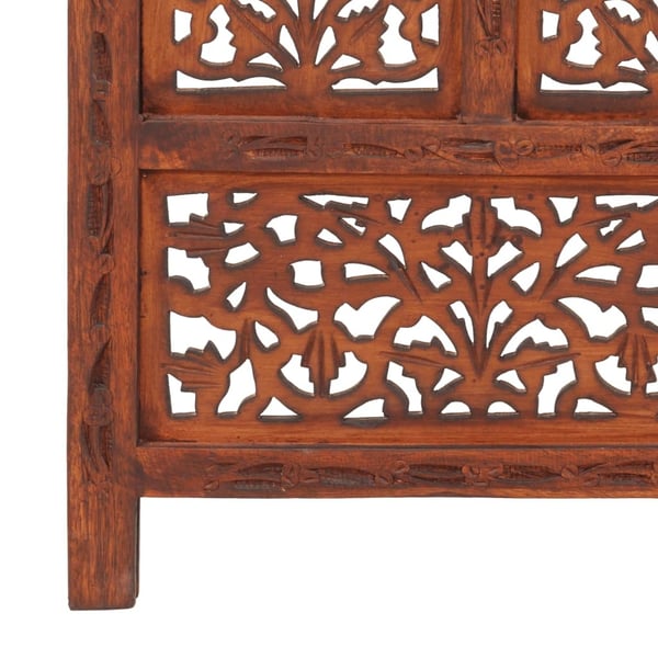 vidaXL 4-panels rumdeler håndskåret 160 x 165 cm massivt mangotræ brun