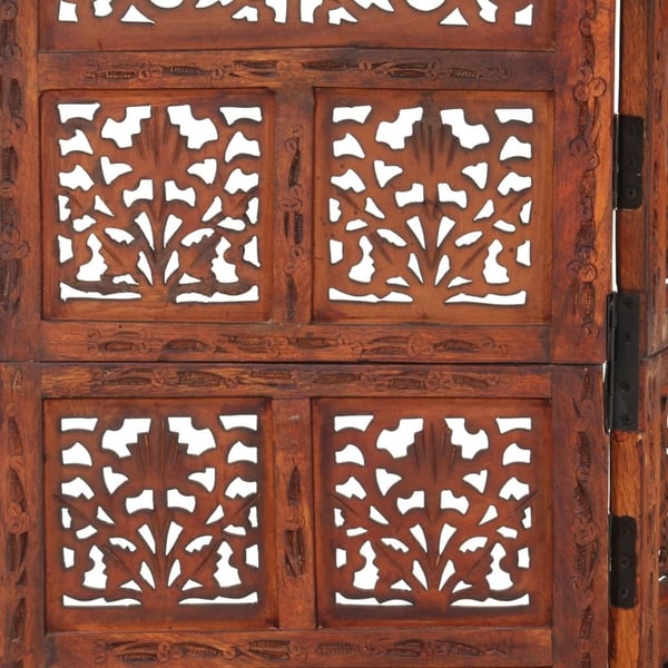 vidaXL 4-panels rumdeler håndskåret 160 x 165 cm massivt mangotræ brun