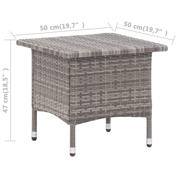 vidaXL tebord 50 x 50 x 47 cm polyrattan grå