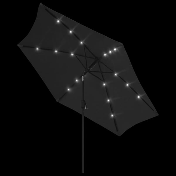 vidaXL Aurinkovarjo LED-valot terästanko 300 cm musta