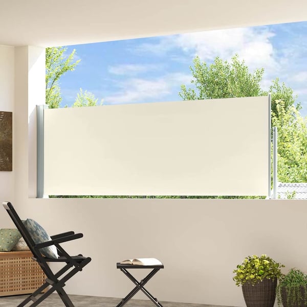 vidaXL Sisäänvedettävä terassin sivumarkiisi 100x314 cm kerma