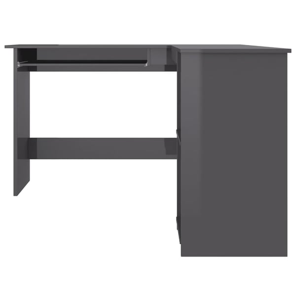 vidaXL L-formet hjørneskrivebord høyglans grå 120x140x75 cm sponplate