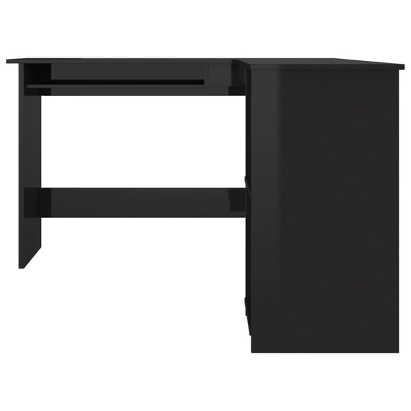 vidaXL hjørneskrivebord 120 x 140 x 75 cm spånplade sort højglans