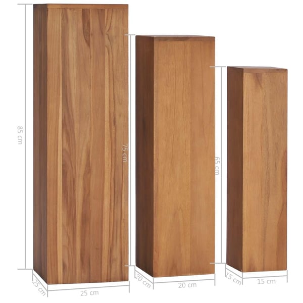 vidaXL Plantestativsett 3 stk heltre teak