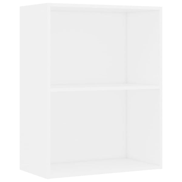 vidaXL Bokhylle 2 nivåer hvit 60x30x76,5 cm sponplate