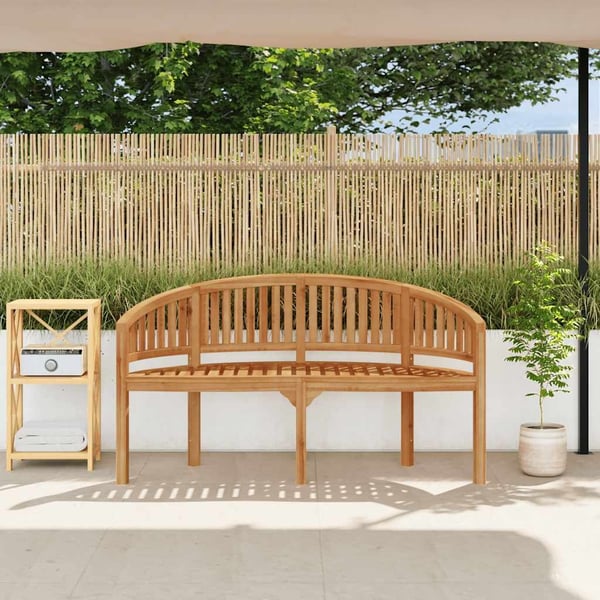 vidaXL bananbænk 151 cm massivt teaktræ
