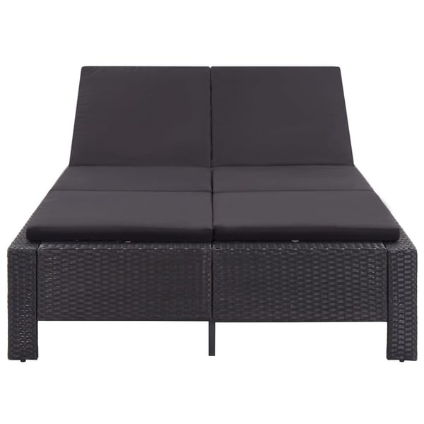 vidaXL 2-personers solseng med hynde polyrattan sort