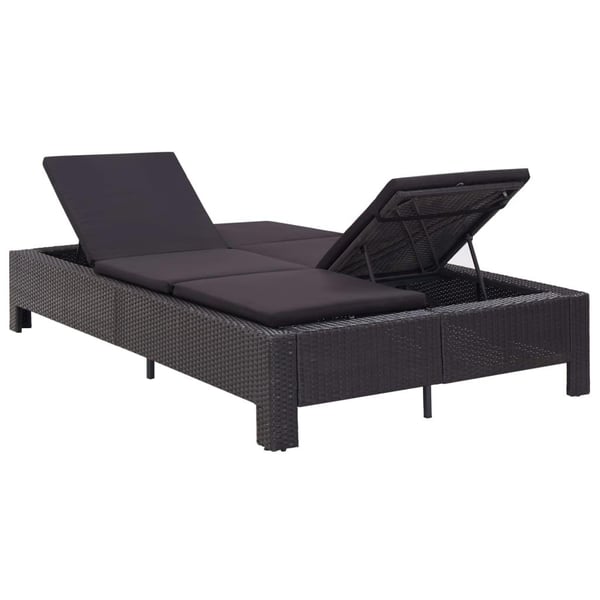 vidaXL 2-personers solseng med hynde polyrattan sort