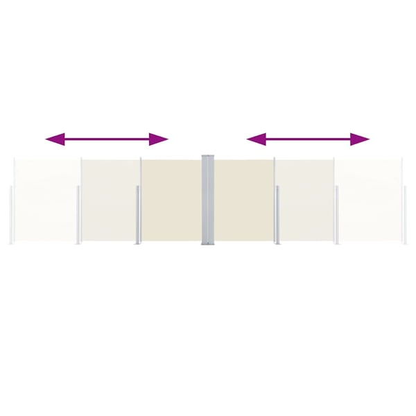 vidaXL Uttrekkbar sidemarkise 120x600 cm kremhvit