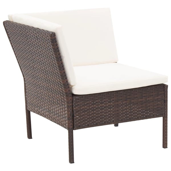 vidaXL haveloungesæt 6 dele med hynder polyrattan brun