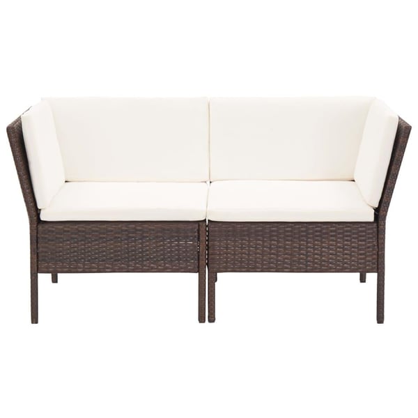 vidaXL haveloungesæt 6 dele med hynder polyrattan brun