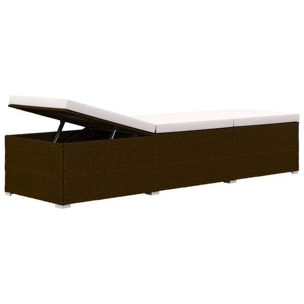 vidaXL liggestol med hynde og tebord polyrattan brun