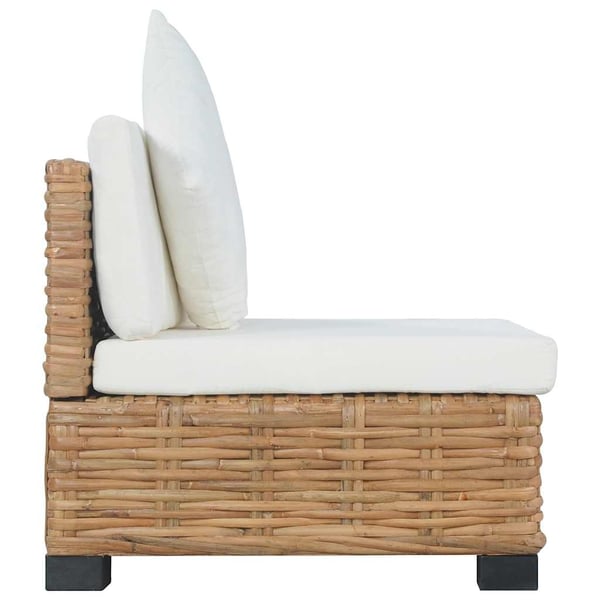 vidaXL sofa uden armlæn med hynder naturlig rattan