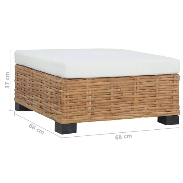 vidaXL fodskammel med hynde naturlig rattan