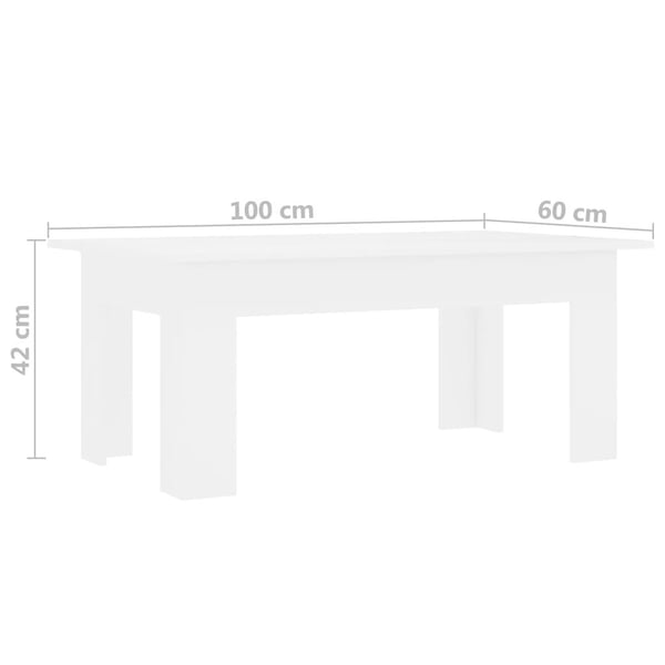 vidaXL sofabord 100 x 60 x 42 cm spånplade hvid