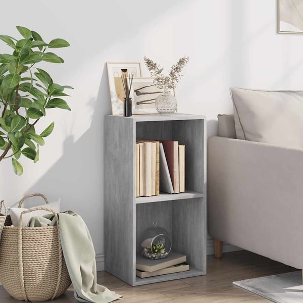 vidaXL Bokhylle 2 nivåer betonggrå 40x30x76,5 cm konstruert tre