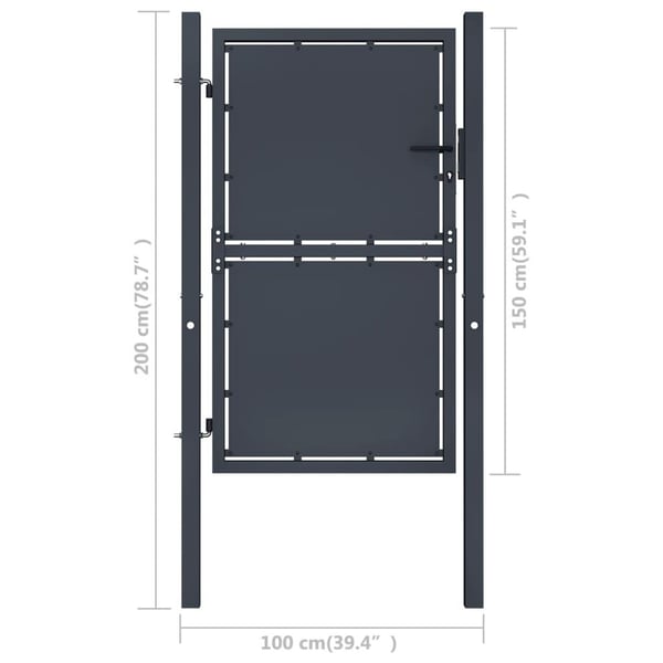 vidaXL Hageport stål 100x150 cm antrasitt