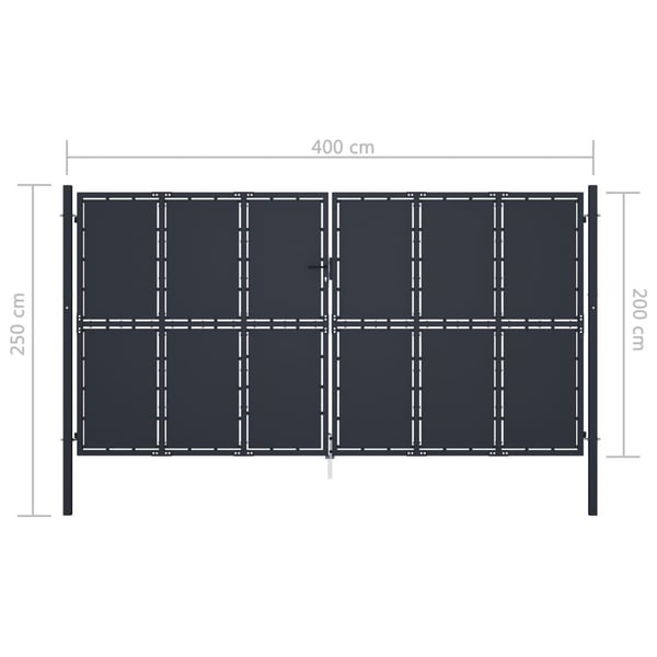 vidaXL Hageport stål 400x200 cm antrasitt