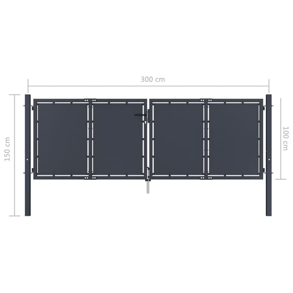 vidaXL Hageport stål 300x100 cm antrasitt