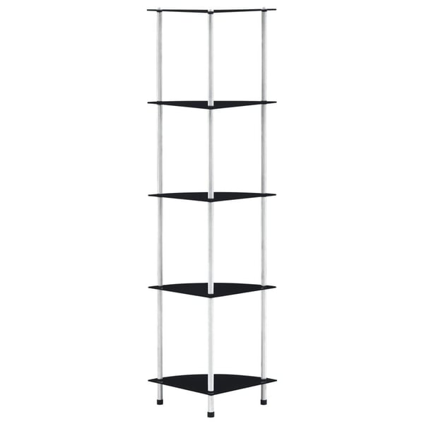 vidaXL Hylle 5 etasjer svart 30x30x130 cm herdet glass