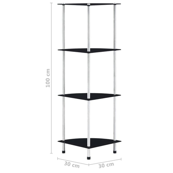 vidaXL reol 4 hylder 30x30x100 cm hærdet glas sort