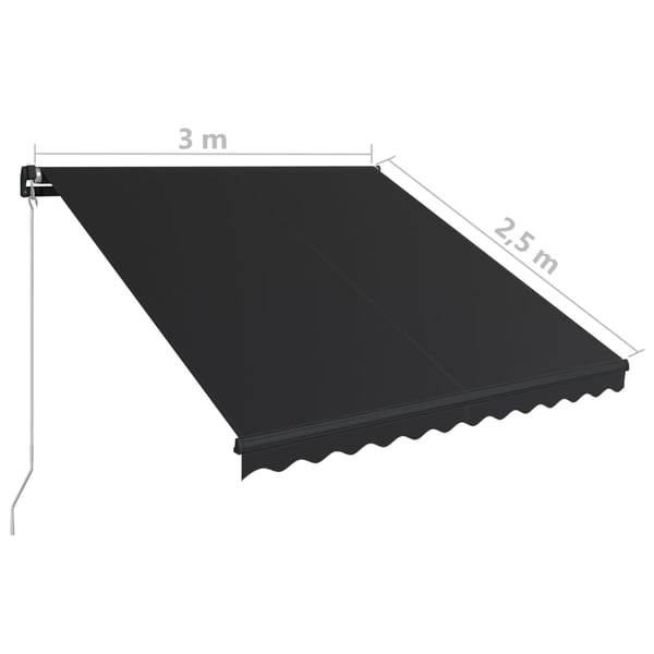 vidaXL Manuell uttrekkbar markise 300x250 cm antrasitt