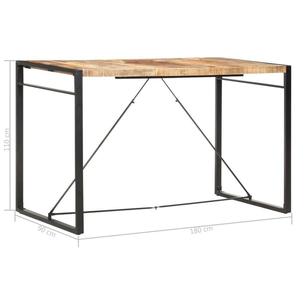vidaXL Baaripöytä 180x90x110 cm täysi mangopuu