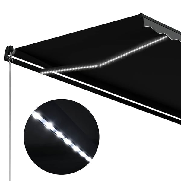 vidaXL Manuell uttrekkbar markise med LED 300x250 cm antrasitt