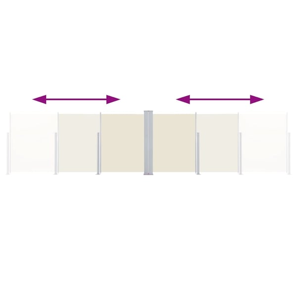 vidaXL Uttrekkbar sidemarkise dobbel 170x600 cm kremhvit