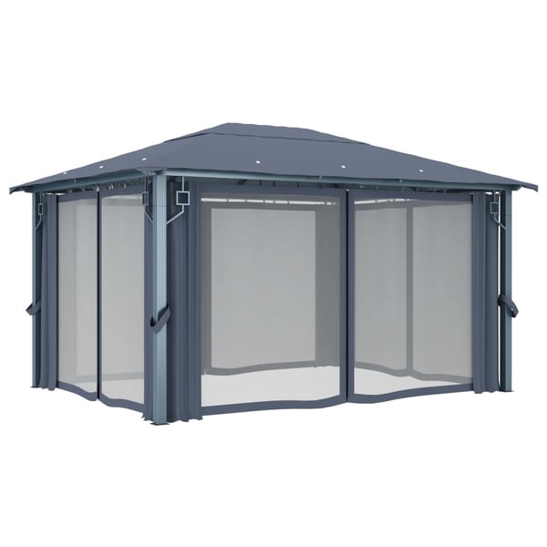 vidaXL havepavillon med gardin 400x300 cm aluminium antracitgrå