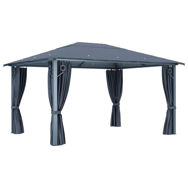 vidaXL havepavillon med gardin 400x300 cm aluminium antracitgrå