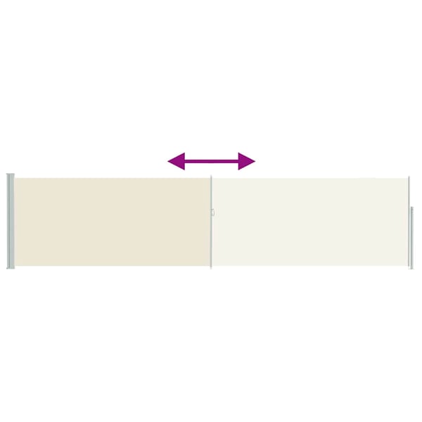 vidaXL Uttrekkbar sidemarkise 120x500 cm kremhvit