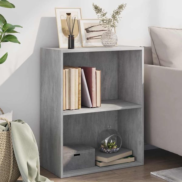 vidaXL Bokhylle 2 nivåer betonggrå 60x30x76,5 cm konstruert tre