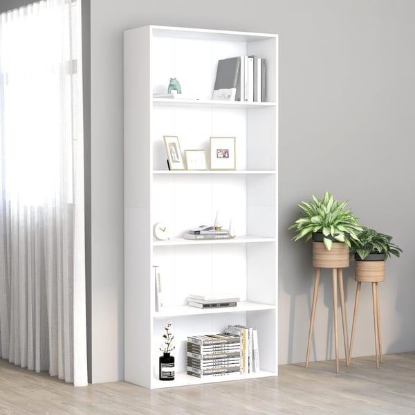 vidaXL Bogreol/reol med 5 hylder 80 x 30 x 189 cm spånplade hvid change