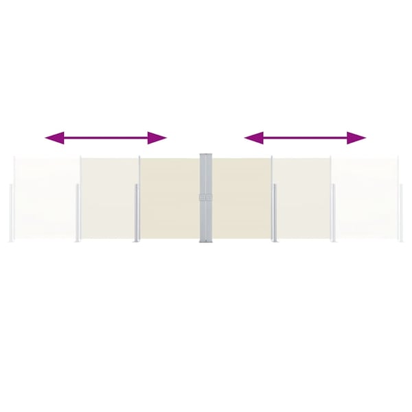vidaXL Uttrekkbar sidemarkise 140x600 cm kremhvit