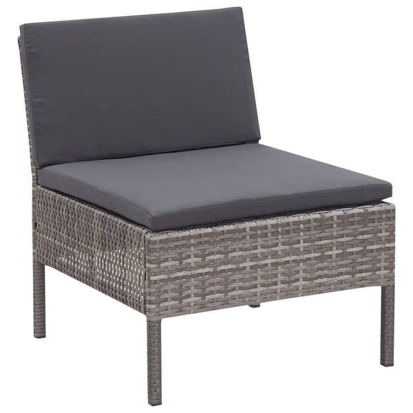 vidaXL havesofasæt 5 dele med hynder polyrattan grå