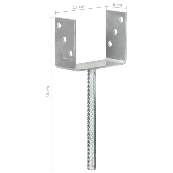 vidaXL hegnspløkker 6 stk. 12x6x30 cm galvaniseret stål sølvfarvet