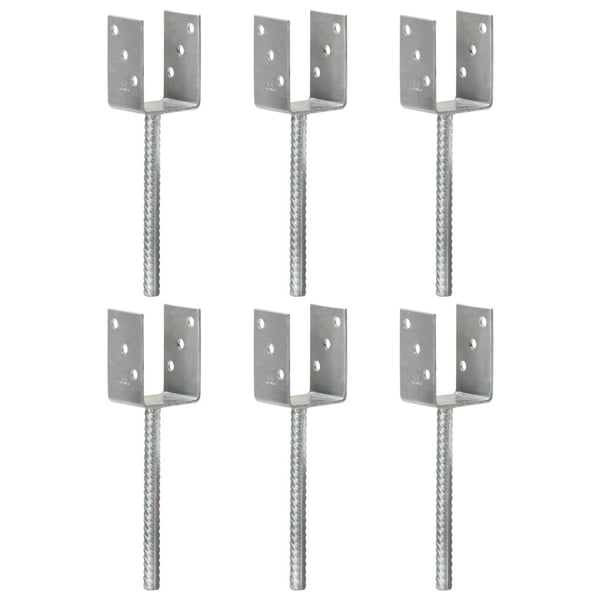 vidaXL hegnspløkker 6 stk. 7x6x30 cm galvaniseret stål sølvfarvet