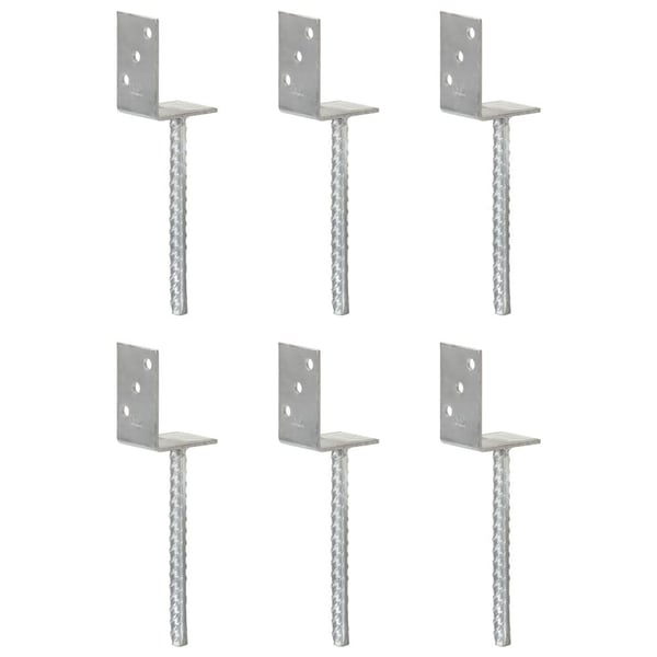 vidaXL hegnspløkker 6 stk. 8x6x30 cm galvaniseret stål sølvfarvet