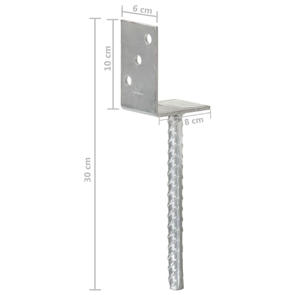 vidaXL hegnspløkker 6 stk. 8x6x30 cm galvaniseret stål sølvfarvet