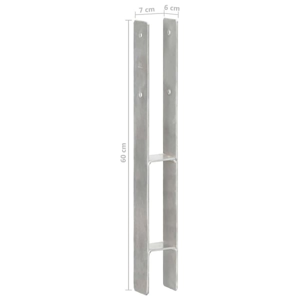 vidaXL hegnspløkker 6 stk. 7x6x60 cm galvaniseret stål sølvfarvet