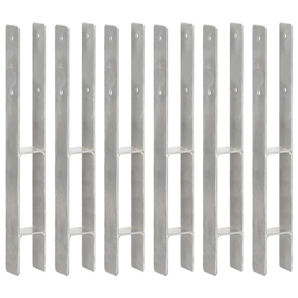 vidaXL hegnspløkker 6 stk. 7x6x60 cm galvaniseret stål sølvfarvet
