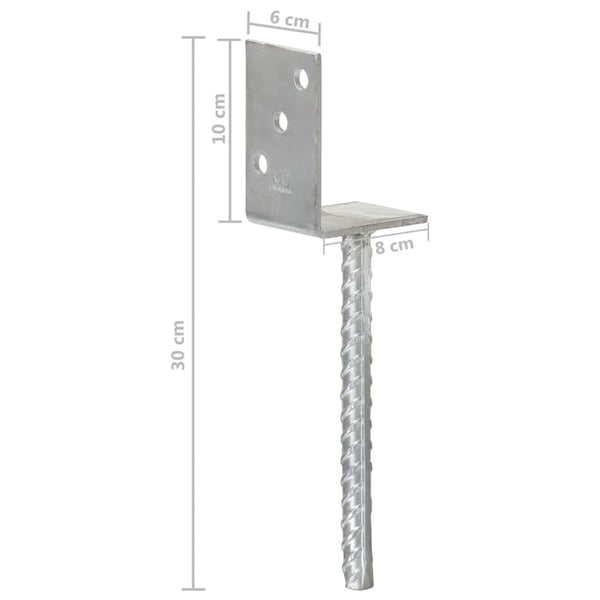 vidaXL Jordspyd for gjerde 12 stk sølv 8x6x30 cm galvanisert stål