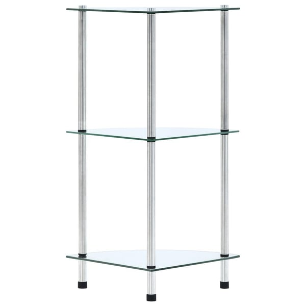 vidaXL Hylle 3 etasjer gjennomsiktig 30x30x67 cm herdet glass
