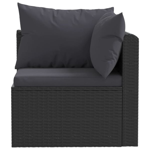 vidaXL haveloungesæt 5 dele med hynder polyrattan sort