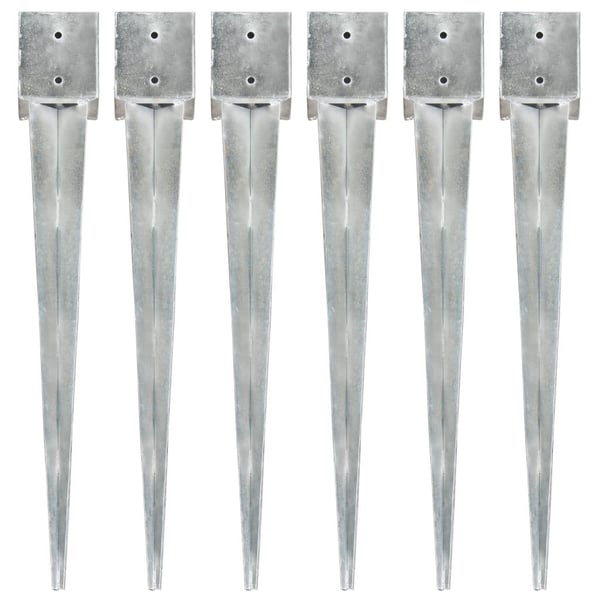 vidaXL jordpløkker 6 stk. 12 x 12 x 89 cm galvaniseret stål sølvfarvet